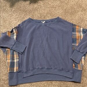 Oli & Hali Navy and Plaid Sweatshirt